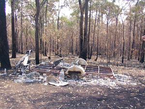Four caravans were burnt - this is one of them.