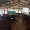 Attendees inside camp chapel of Huahine Island Tahiti
