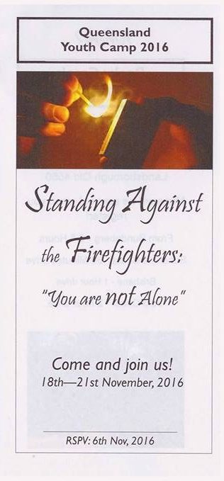 Standing Against the Firefighters Qld Youth Camp 18 21 November