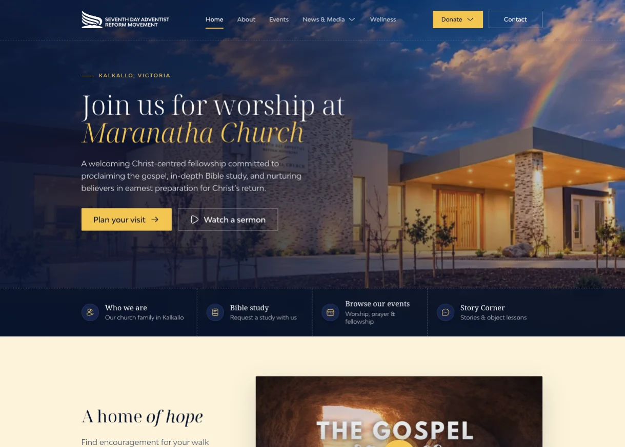 Home page of Maranatha Church, Kalkallo